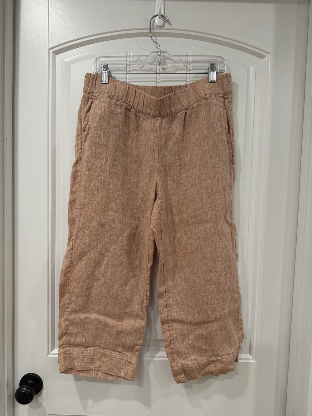 EUC J. Jill Cropped Linen-Blend Pants in Warm Tan